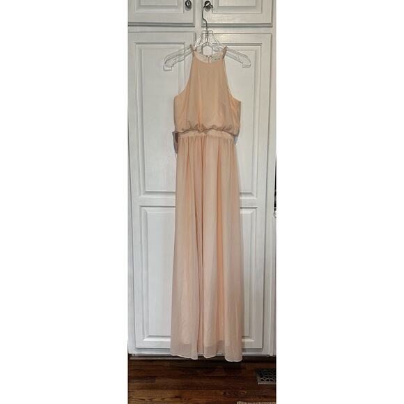 NEW Anthropologie BHLDN Halter Maxi Dress Size Xsmall Formal Wedding Blush Pink - Picture 1 of 10